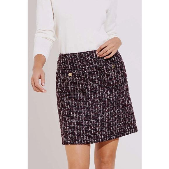 NWT Ann Taylor Loft 8P Mini Skirt | Purple Tweed Boucle Preppy Coquette Sparkle - Picture 7 of 16